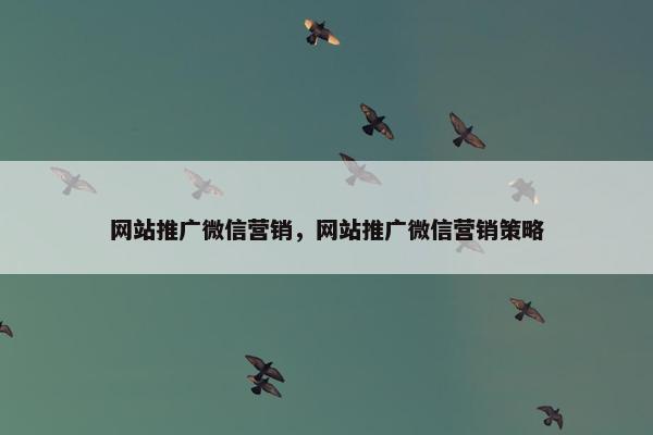 网站推广微信营销，网站推广微信营销策略