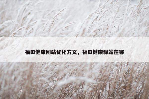福田健康网站优化方文，福田健康驿站在哪