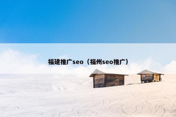 福建推广seo（福州seo推广）
