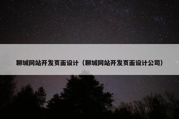 聊城网站开发页面设计（聊城网站开发页面设计公司）