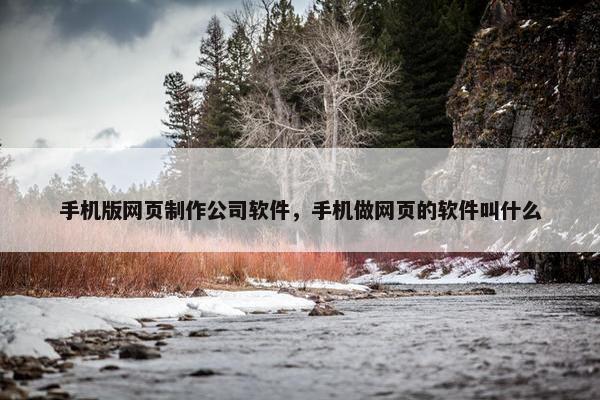 手机版网页制作公司软件，手机做网页的软件叫什么