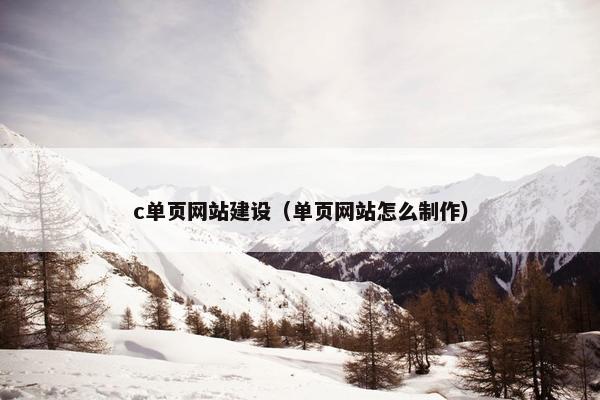 c单页网站建设（单页网站怎么制作）