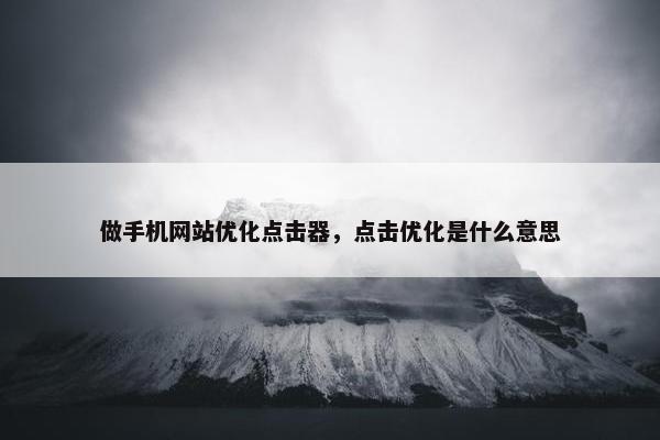 做手机网站优化点击器，点击优化是什么意思