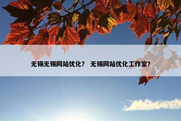 无锡无锡网站优化？ 无锡网站优化工作室？