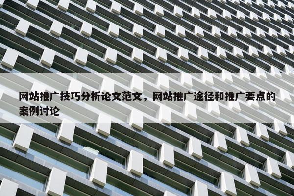网站推广技巧分析论文范文，网站推广途径和推广要点的案例讨论