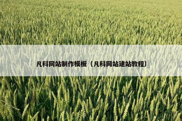 凡科网站制作模板（凡科网站建站教程）