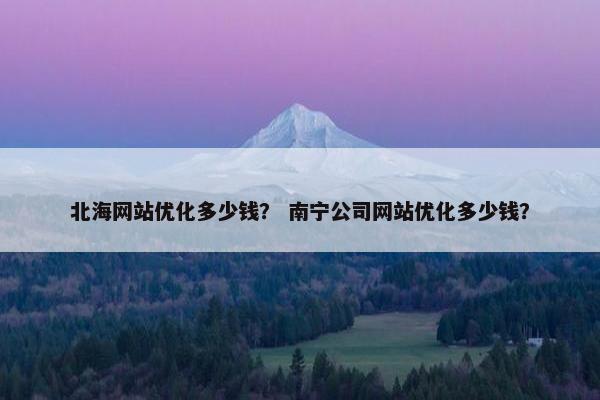 北海网站优化多少钱？ 南宁公司网站优化多少钱？