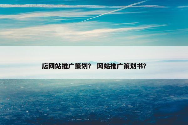店网站推广策划？ 网站推广策划书？