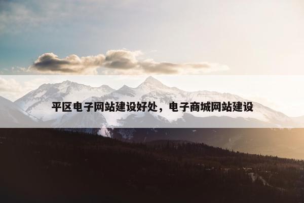 平区电子网站建设好处，电子商城网站建设