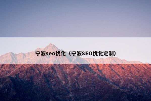 宁波seo优化（宁波SEO优化定制）
