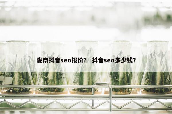 陇南抖音seo报价？ 抖音seo多少钱？