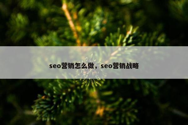 seo营销怎么做，seo营销战略