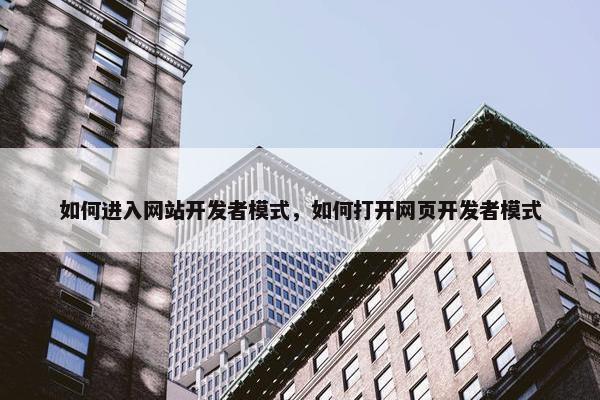 如何进入网站开发者模式，如何打开网页开发者模式