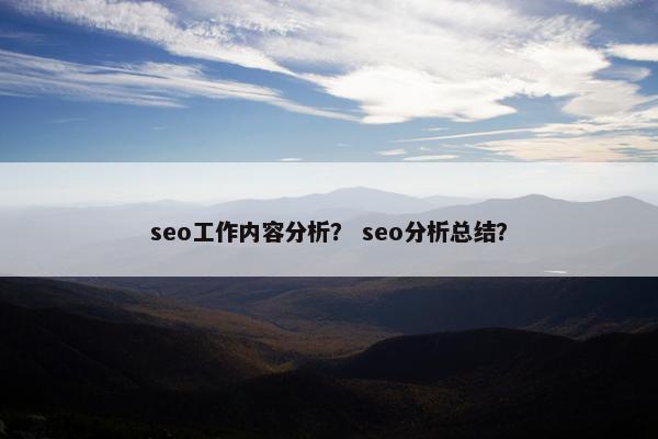seo工作内容分析？ seo分析总结？