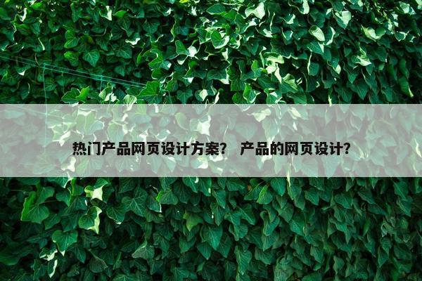 热门产品网页设计方案？ 产品的网页设计？