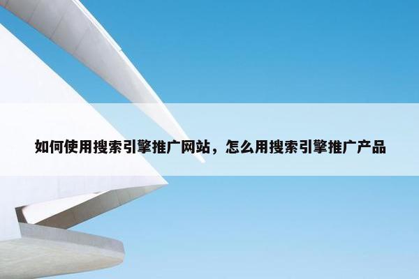 如何使用搜索引擎推广网站，怎么用搜索引擎推广产品