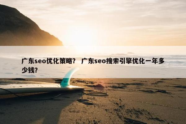 广东seo优化策略？ 广东seo搜索引擎优化一年多少钱？