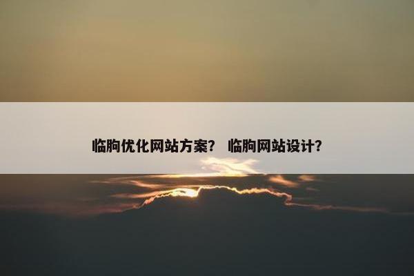 临朐优化网站方案？ 临朐网站设计？