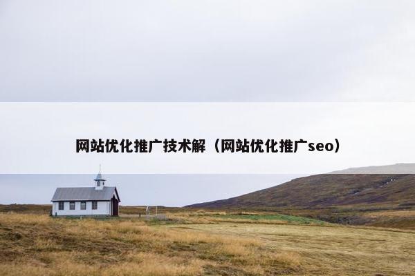 网站优化推广技术解（网站优化推广seo）
