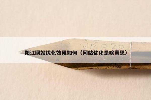 阳江网站优化效果如何（网站优化是啥意思）