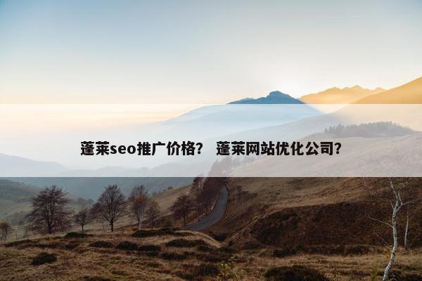 蓬莱seo推广价格？ 蓬莱网站优化公司？