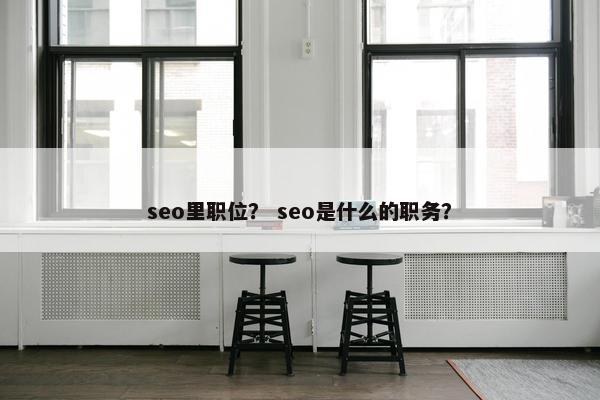seo里职位？ seo是什么的职务？