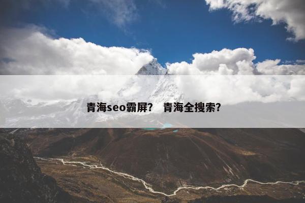 青海seo霸屏？ 青海全搜索？