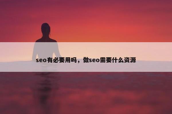 seo有必要用吗，做seo需要什么资源