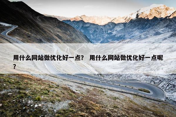 用什么网站做优化好一点？ 用什么网站做优化好一点呢？