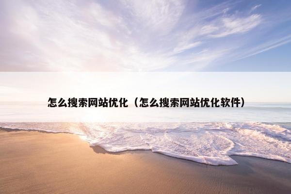 怎么搜索网站优化（怎么搜索网站优化软件）