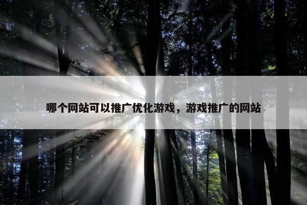 哪个网站可以推广优化游戏，游戏推广的网站