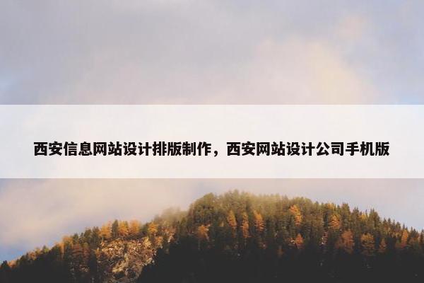西安信息网站设计排版制作，西安网站设计公司手机版
