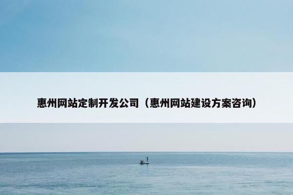惠州网站定制开发公司（惠州网站建设方案咨询）