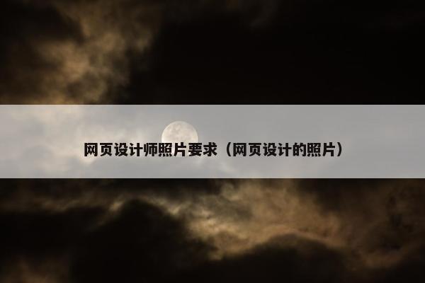 网页设计师照片要求（网页设计的照片）