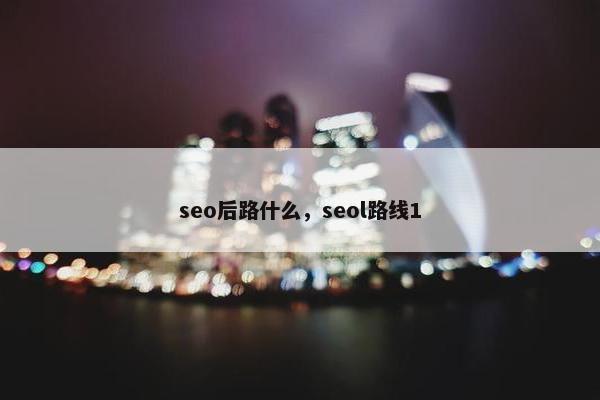 seo后路什么，seol路线1