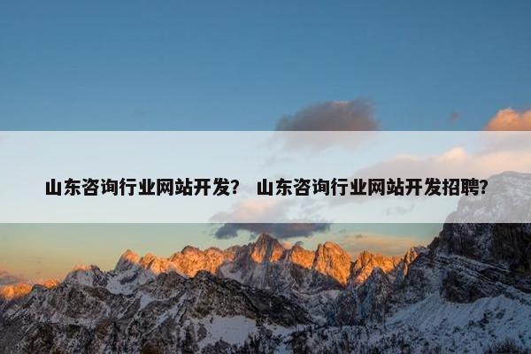 山东咨询行业网站开发？ 山东咨询行业网站开发招聘？