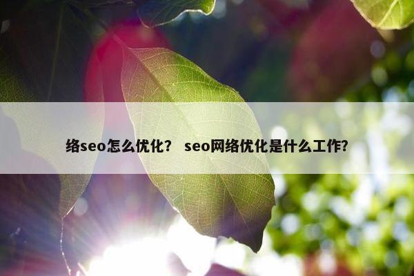 络seo怎么优化？ seo网络优化是什么工作？