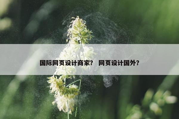 国际网页设计商家？ 网页设计国外？