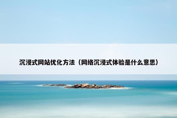 沉浸式网站优化方法（网络沉浸式体验是什么意思）