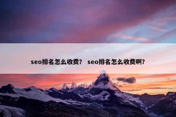 seo排名怎么收费？ seo排名怎么收费啊？