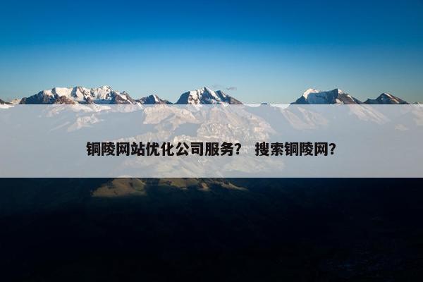 铜陵网站优化公司服务？ 搜索铜陵网？