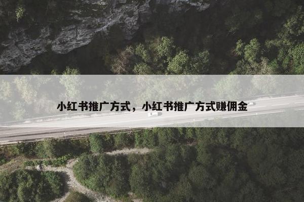 小红书推广方式，小红书推广方式赚佣金