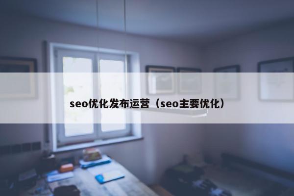 seo优化发布运营（seo主要优化）
