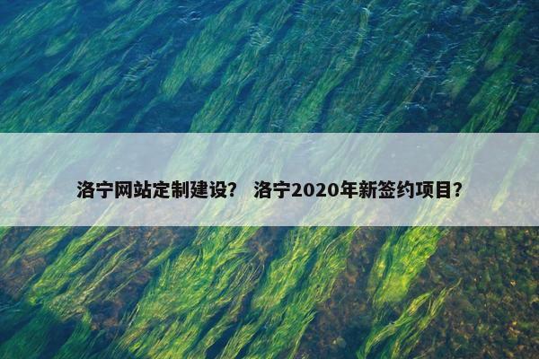 洛宁网站定制建设？ 洛宁2020年新签约项目？