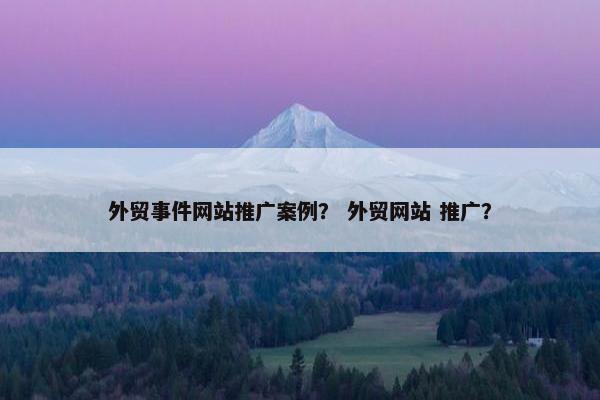 外贸事件网站推广案例？ 外贸网站 推广？