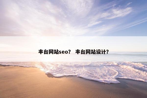 丰台网站seo？ 丰台网站设计？