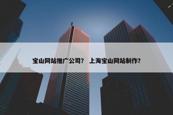 宝山网站推广公司？ 上海宝山网站制作？