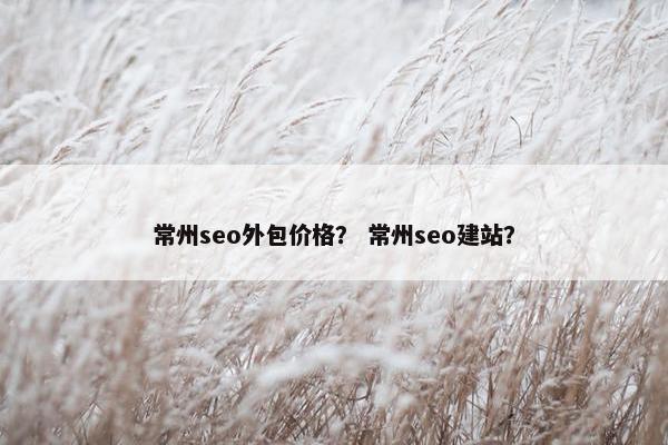 常州seo外包价格？ 常州seo建站？