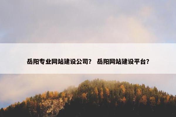 岳阳专业网站建设公司？ 岳阳网站建设平台？