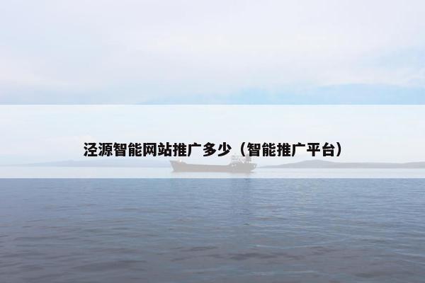 泾源智能网站推广多少（智能推广平台）